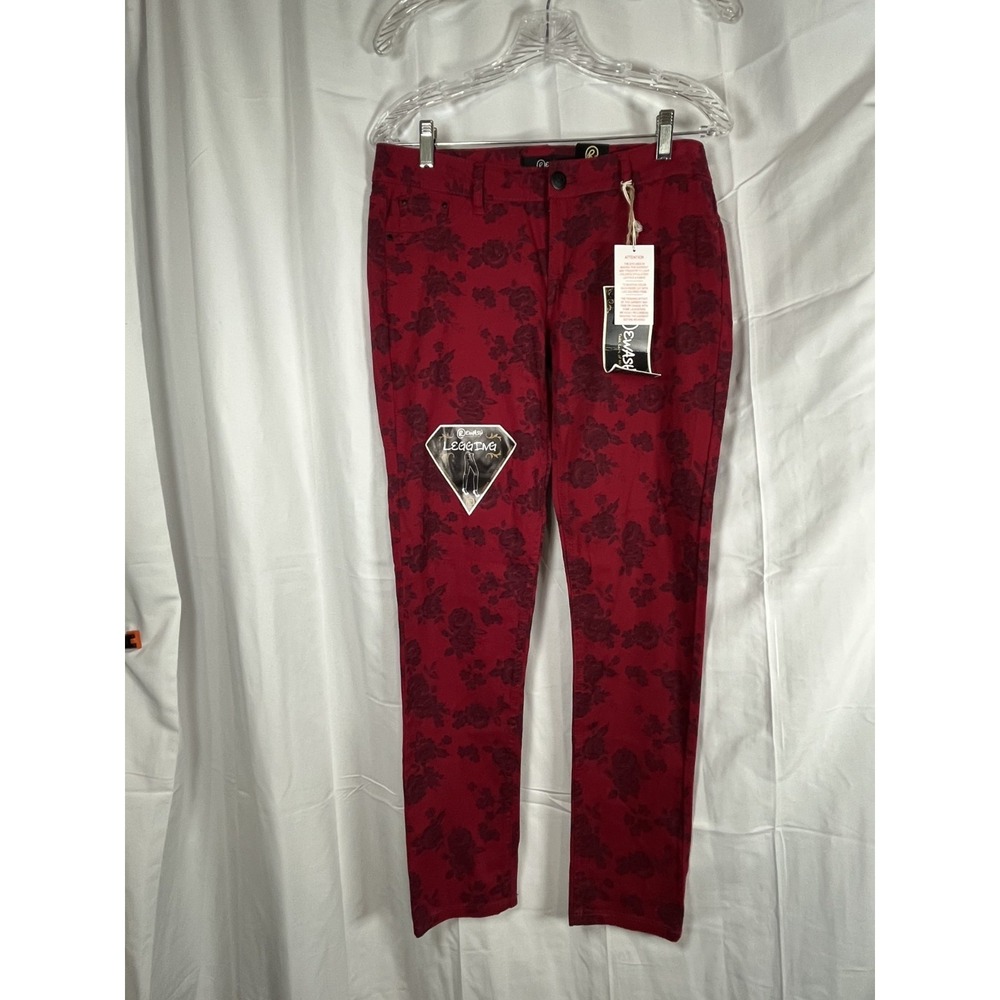 NWT Rewash Leggings‎ Red-Black Floral Print Size 11 Stretch